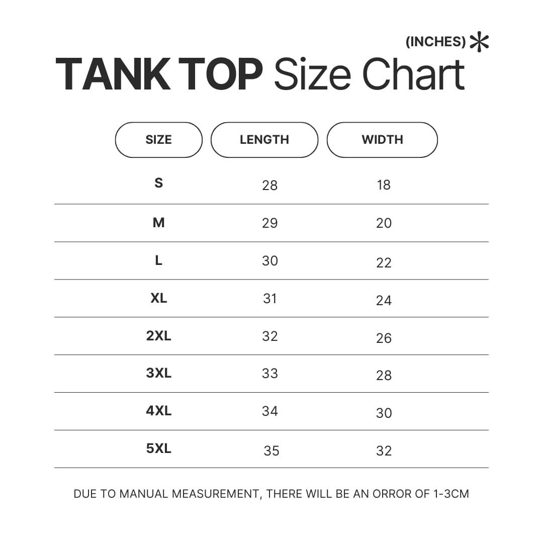 Tank Top Size Chart - Sailor Moon Shop