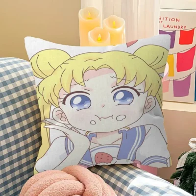Cartoon Anime Girl Throw Pillow