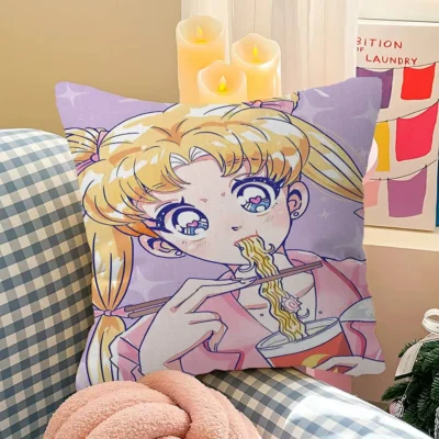 Aesthetic Anime Girl Throw Pillow