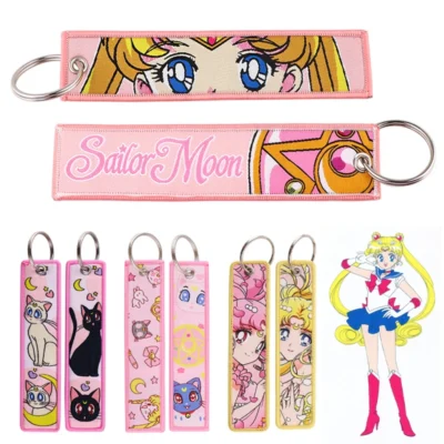 Sailor Moon Keychain Usagi Anime Embroidery Key Tag Motorcycles keychain