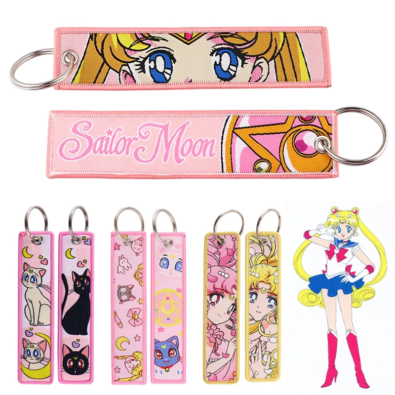 Sailor Moon Keychain Usagi Anime Embroidery Key Tag Motorcycles keychain