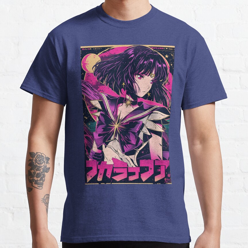 Sailor Saturn Retro Vaporwave Poster T-Shirt - Image 5