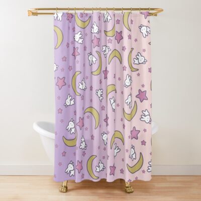 Sailor Moon Cute Moon Bunny Shower Curtain
