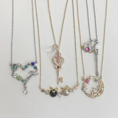 Sailor Moon Hollow Out Heart Blue Stone Necklace